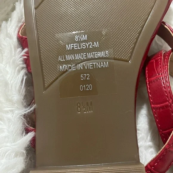 Marc Fisher Croc-Embossed Red Sandals - Picture 6 of 10